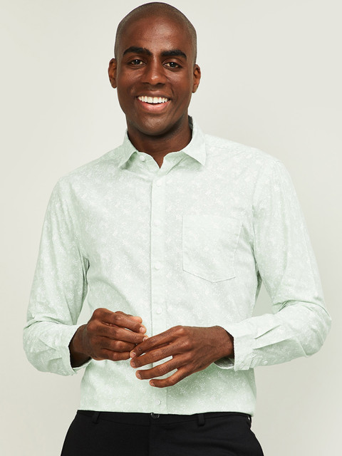 

CODE by Lifestyle Men Green & White Slim Fit Printed Casual Shirt