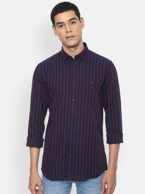 

Louis Philippe Jeans Men Navy Blue Slim Fit Striped Casual Shirt