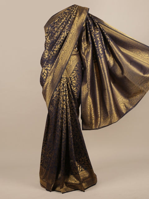 

Pothys Navy Blue Woven Design Jute Silk Saree