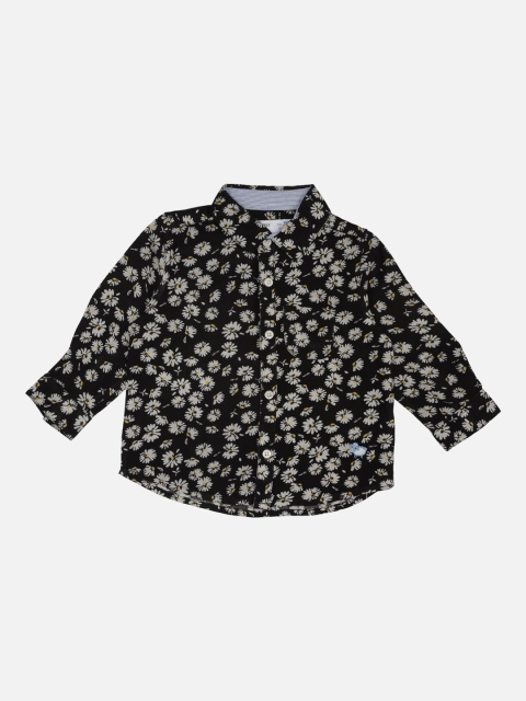 

ZERO THREE Boys Black Regular Fit Printed Cotton Casual Shirt