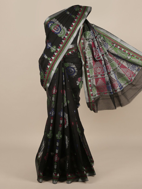 

Pothys Black Printed Silk Cotton Saree