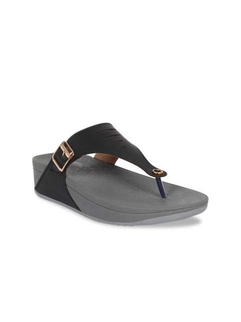 

Bella Toes Women Black Solid T-Strap Flats