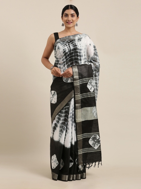 

The Chennai Silks Black & Off-White Pure Cotton Dyed Saree