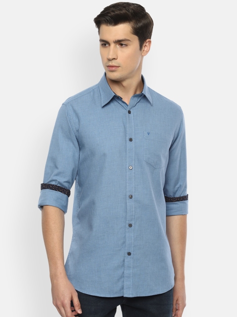 

Van Heusen Sport Men Blue Slim Fit Solid Cotton Casual Shirt