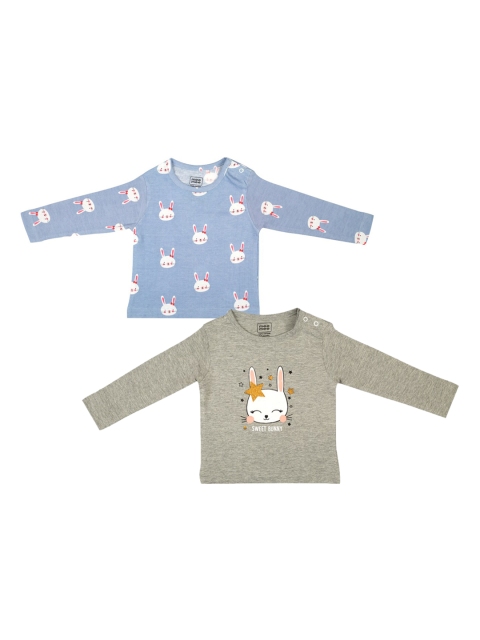 

MeeMee Girls Pack Of 2 Printed Pure Cotton Regular Tops, Grey