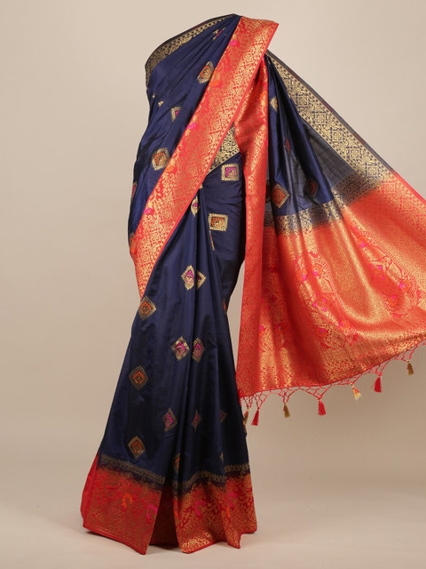 

Pothys Blue Woven Design Jute Silk Saree