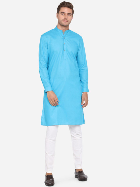 

Modi Kurta Men Blue Cotton Kurtas