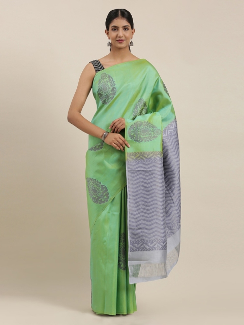 

The Chennai Silks Green & Purple Pure Silk Woven Design Kanjeevaram Saree