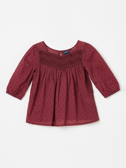 

Juniors by Lifestyle Maroon Pure Cotton A-Line Top