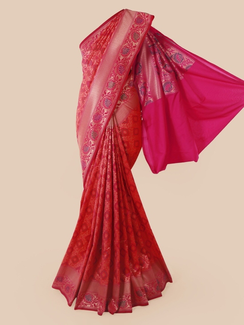 

Pothys Pink & Silver-Toned Pure Silk Woven Design Banarasi Saree