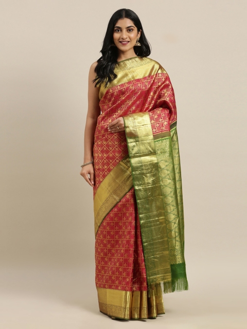 

The Chennai Silks Maroon & Green Pure Silk Woven Design Kanjeevaram Saree