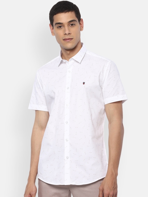 

Louis Philippe Jeans Men White Pure Cotton Slim Fit Printed Casual Shirt