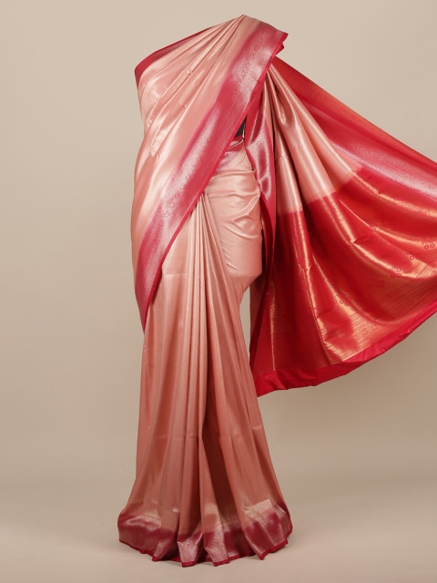 

Pothys Pink & Silver-Toned Jute Silk Woven Design Saree