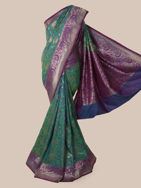

Pothys Green & Gold-Toned Pure Silk Woven Design Banarasi Saree