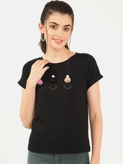 

V2 Value & Variety Black Applique Regular Top