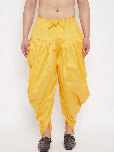 

VASTRAMAY Men Yellow Solid Cowl Dhoti Pants
