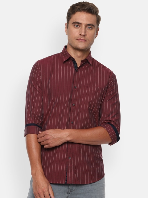 

Van Heusen Sport Men Maroon Slim Fit Striped Cotton Casual Shirt
