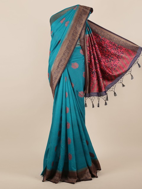 

Pothys Blue Woven Design Jute Silk Saree