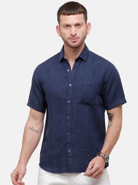 

Linen Club Men Navy Blue Regular Fit Solid Casual Shirt