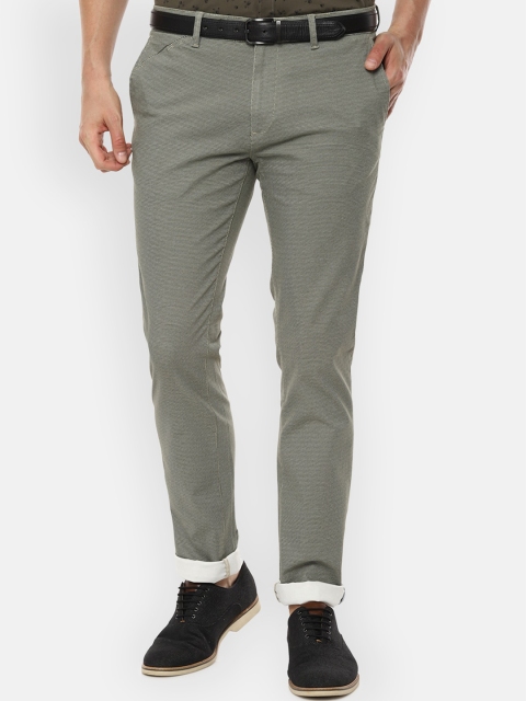

V Dot Men Grey Slim Fit Self Design Regular Trousers