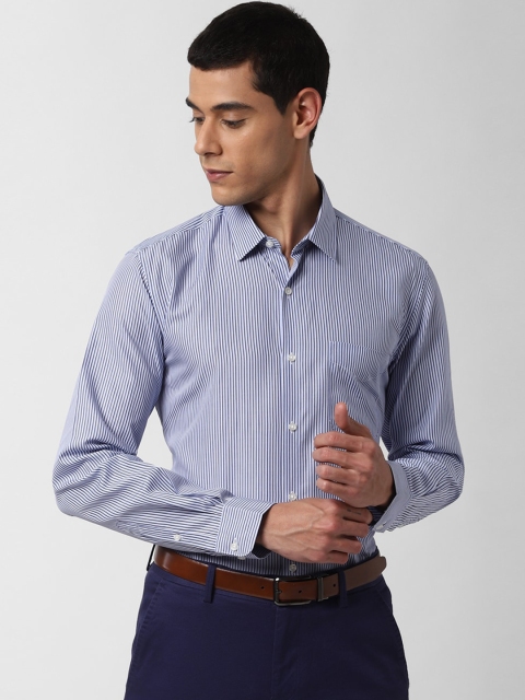 

Peter England Men Navy Blue & White Regular Fit Striped Semiformal Shirt
