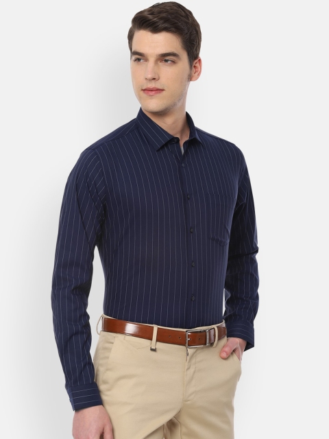

Van Heusen Men Navy Blue Slim Fit Striped Casual Shirt