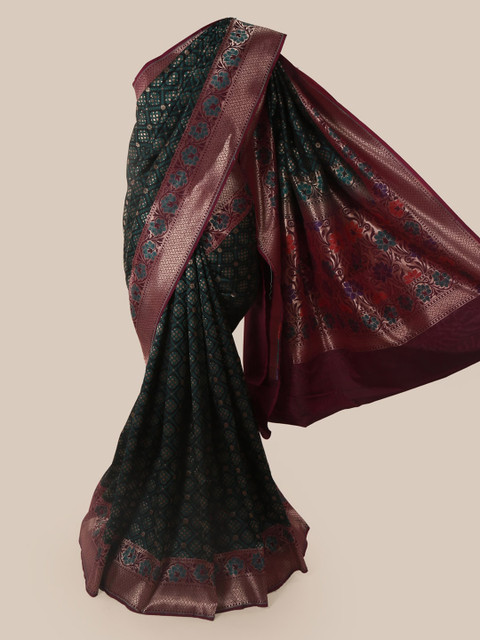 

Pothys Green Pure Silk Woven Design Banarasi Saree