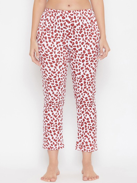 

Clovia Women White & Red Animal Printed Lounge Pants