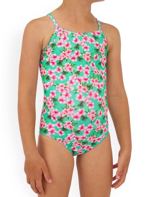 

OLAIAN By Decathlon Kids Green & Pink Floral Printed Swimsuit