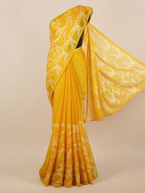 

Pothys Yellow Printed Poly Chiffon Saree