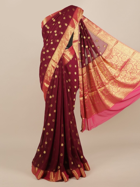 

Pothys Maroon Woven Design Poly Georgette Saree