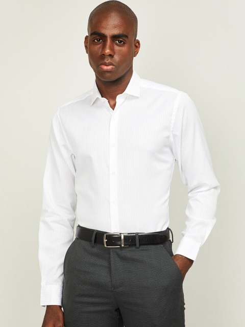 

CODE by Lifestyle Men White Slim Fit Striped FIJI Cotton Formal Shirt