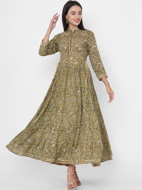 

FASHOR Women Green Printed Maxi Dress