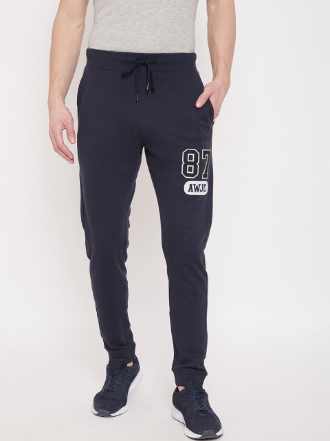 

Austin wood Men Navy Blue & White Solid Slim-Fit Cotton Joggers