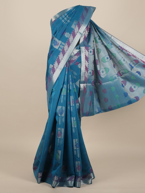 

Pothys Blue & White Silk Cotton Woven Design Saree