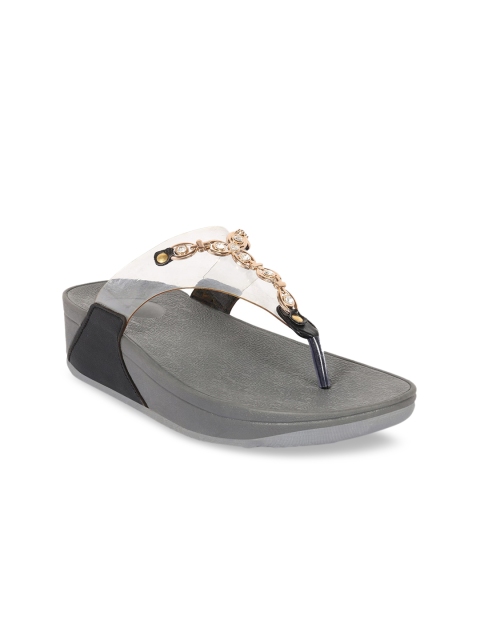 

Bella Toes Women Transparent Embellished T-Strap Flats
