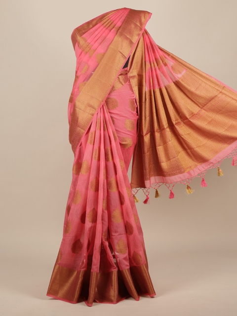 

Pothys Pink Woven Design Jute Silk Saree