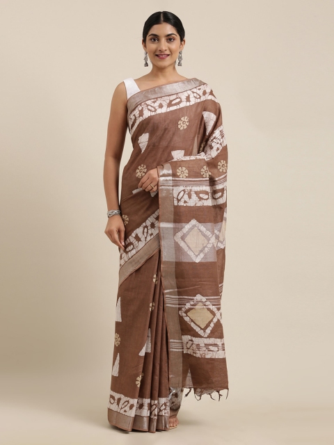 

The Chennai Silks Brown & Off-White Pure Cotton Printed Saree