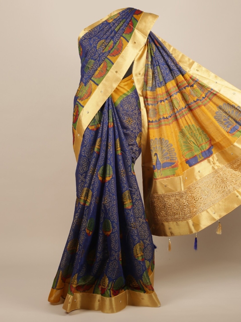 

Pothys Blue Woven Design Jute Silk Saree