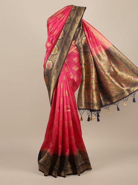 

Pothys Pink & Gold-Toned Jute Silk Woven Design Saree