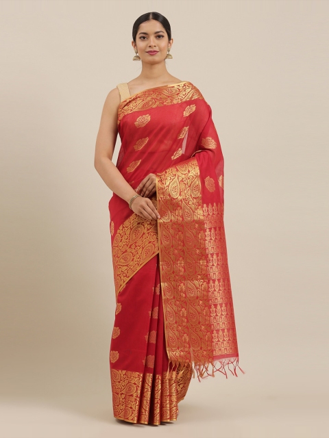 

The Chennai Silks Red Silk Cotton Woven Design Maheshwari Saree