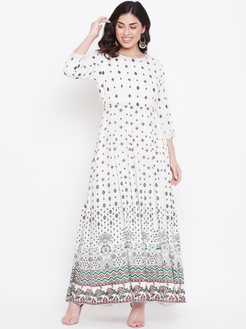 TULIP 21 Women Off White Quirky Printed Flared Sleeves Anarkali Kurta