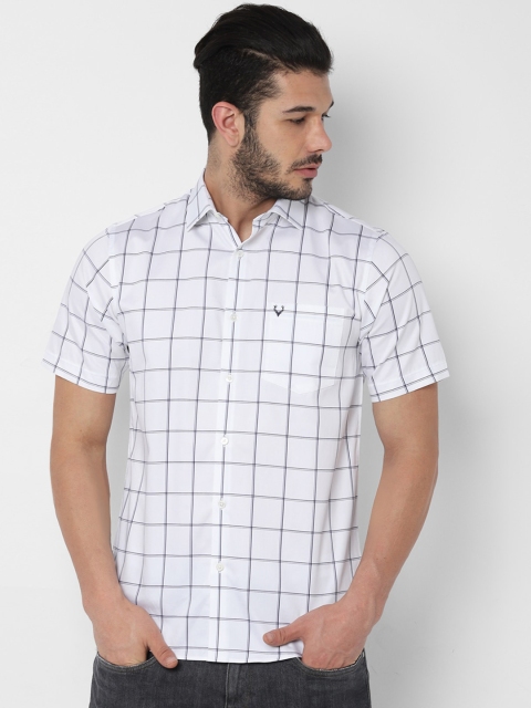 Allen Solly Men White Pure Cotton Slim Fit Checked Casual Shirt