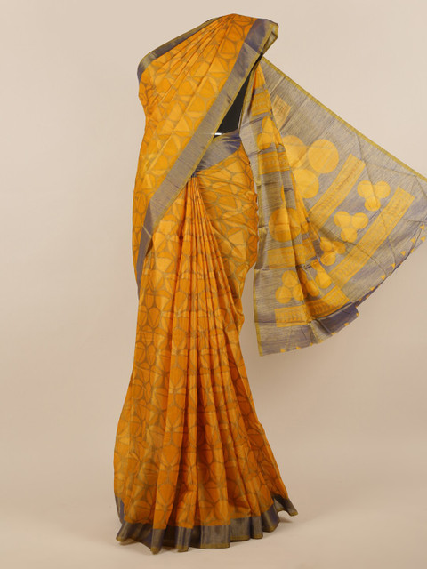 

Pothys Mustard Printed Jute Silk Saree
