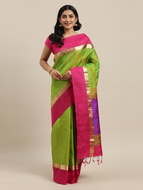 

The Chennai Silks Green Pure Silk Solid Kanjeevaram Saree