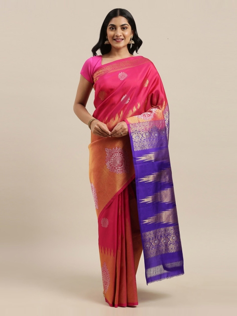 

The Chennai Silks Magenta & Blue Pure Silk Woven Design Kanjeevaram Saree