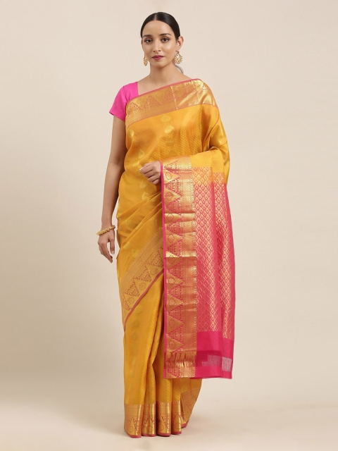 

The Chennai Silks Yellow & Pink Pure Silk Woven Design Kanjeevaram Saree