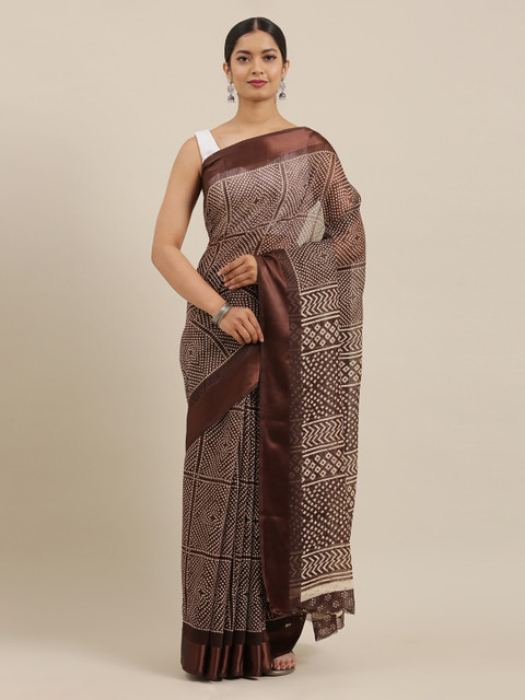 

The Chennai Silks Brown Pure Cotton Printed Chanderi Saree