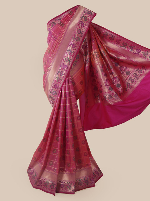 

Pothys Pink Pure Silk Woven Design Banarasi Saree