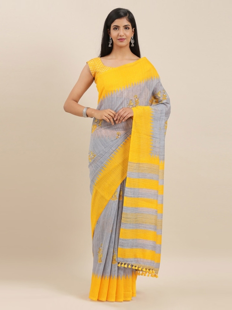 

The Chennai Silks Grey Polyester Printed Bhagalpuri Saree